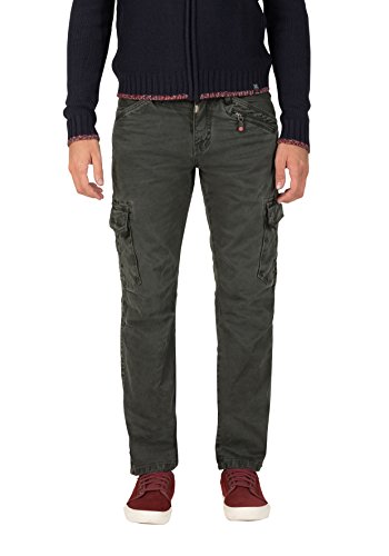 Timezone Herren Hose Regular Ben Cargo, Grün (Tank Green 4046), W33/L36 von Timezone