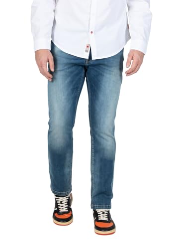 Timezone Herren Jeans Slim EDUARDOTZ Mid Waist - Slim Fit - Blau, Größe:34W / 36L, Farbe:3081-30074 Used Indigo Wash von Timezone
