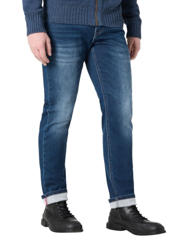 Timezone Herren Jeans Slim EDUARDOTZ Mid Waist - Slim Fit - Blau Grau, Größe:38W / 32L, Farbe:3810-3328 Dark Navy Wash von Timezone
