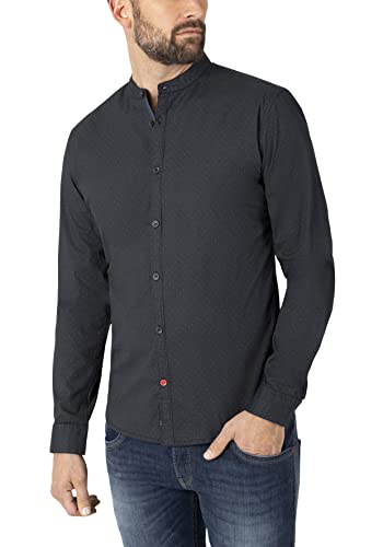 Timezone Herren Longsleeve Stretch Shirt 2 Hemd, Black minimal, S von Timezone