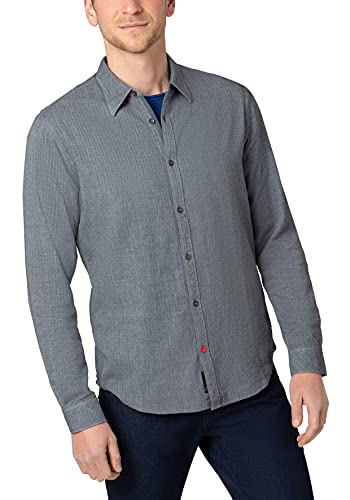 Timezone Herren Micro Pattern Shirt Hemd, Grey Black Herringbone, L von Timezone