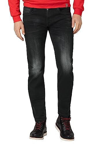 Timezone Herren Regular GerritTZ Freizeithose, Black Brush wash, 38 von Timezone