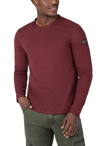 Timezone Herren Ribbed Basic Longsleeve T-Shirt, Amarone red, 3XL von Timezone