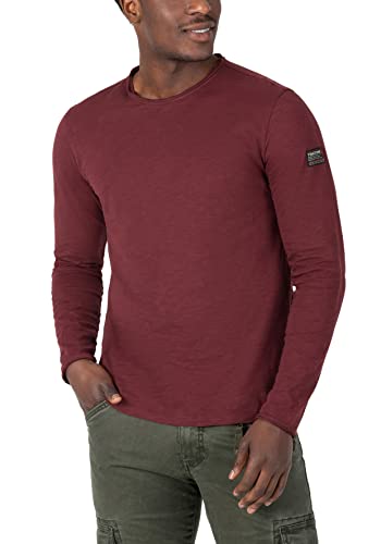 Timezone Herren Ribbed Basic Longsleeve T-Shirt, Amarone red, XXL von Timezone