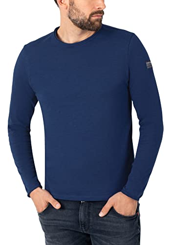 Timezone Herren Ribbed Basic Longsleeve T-Shirt, Dark royal Blue, S von Timezone