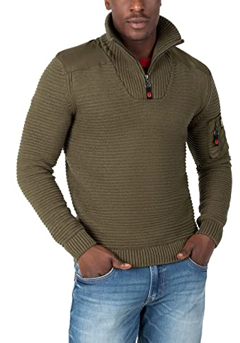 Timezone Herren Seamans Troyer Pullover, Dark Olive Melange, L von Timezone