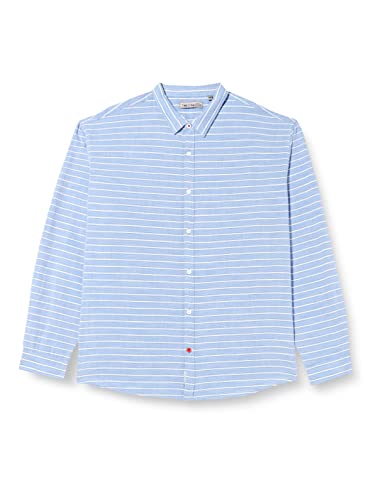 Timezone Herren Soft Linen Basic Shirt Hemd, Blue White Stripe, S von Timezone