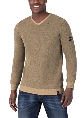 Timezone Herren Soft V Longsleeve Pullover, Camel beige, 3XL von Timezone