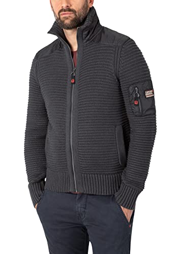 Timezone Herren Sporty Knit Jacket Strickjacke, Black Melange, L von Timezone