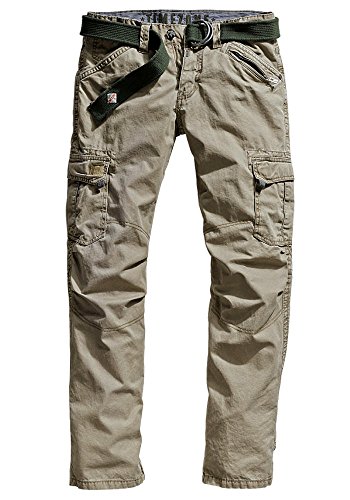 Timezone Herren Straight Leg Hose BenitoTZ cargo pants incl. belt, Gr. W29/L32, Beige (dirty sand 6166) von Timezone