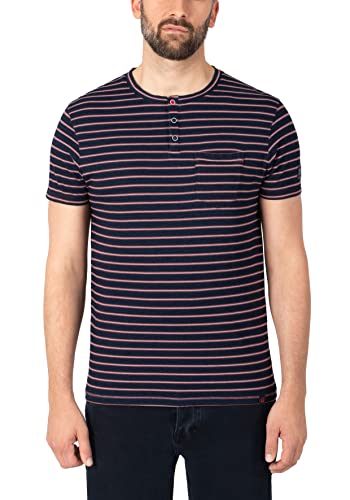 Timezone Herren Striped Henley-Hemd, Blue red Stripe, S von Timezone