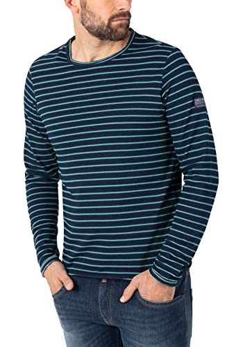 Timezone Herren Striped Longsleeve T-Shirt, Blue Green Stripe, 3XL von Timezone