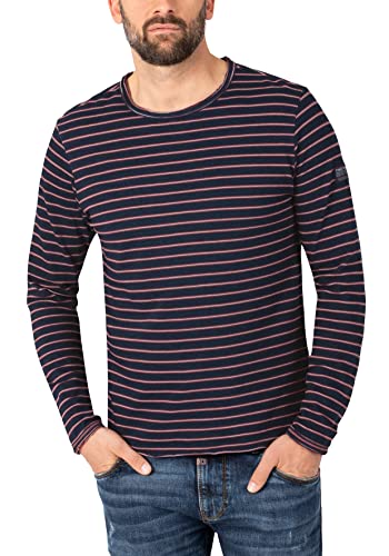 Timezone Herren Striped Longsleeve T-Shirt, Blue red Stripe, XL von Timezone