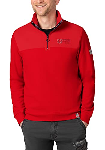 Timezone Herren Sweat Troyer Sweatshirt, red, M von Timezone