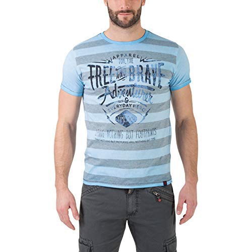 Timezone Herren T-Shirt Free and Brave 22-10059-10 in blau und grün (3XL, Azure Blue) von Timezone