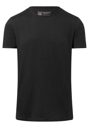 Timezone Herren T-Shirt Ripped Basic T-Shirt - Regular Fit S M L XL XXL 3XL, Größe:L, Farbe:6233-9030 Jet Black von Timezone