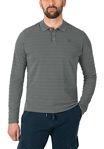 Timezone Herren Tonal Stripe Longsleeve Polo Polohemd, deep Olive, XL von Timezone