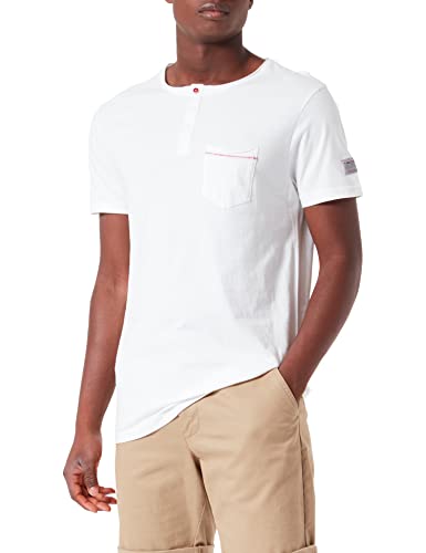 Timezone Herren Washed Henley T-Shirt, Pure White, L von Timezone