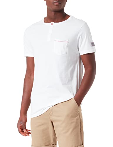 Timezone Herren Washed Henley T-Shirt, Pure White, M von Timezone