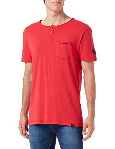 Timezone Herren Washed Henley T-Shirt, red, XXL von Timezone