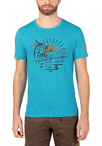 Timezone Herren Watercolor Palms T-Shirt, Blau (Cancun Blue 3741), Large (Herstellergröße: L) von Timezone