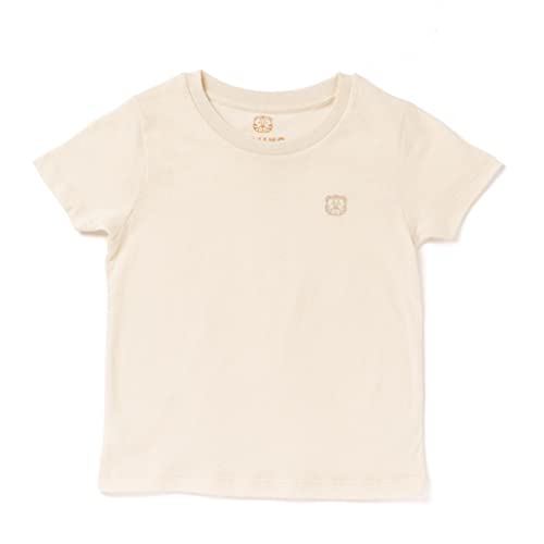 Timino Kinder T-Shirt Baby Kurzarm Shirt Jungen Mädchen Unisex Sommer Bio Baumwolle einfarbig Creme weiß beige Natur hochwertig Tiger Größe 80-86 (1-2 Jahre) von Timino