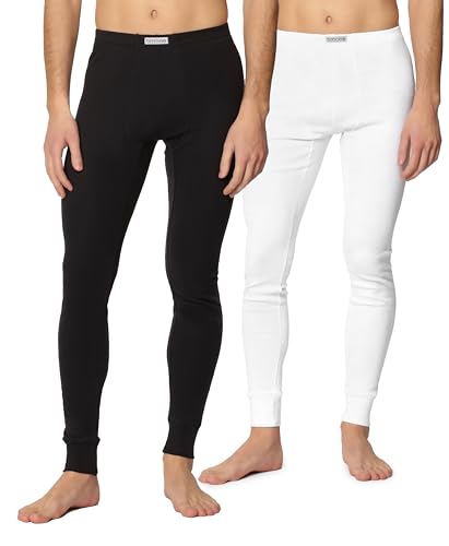 Timone Herren Lange Unterhose TI30-127 ((2er Pack) Schwarz/Weiß, XL) von Timone