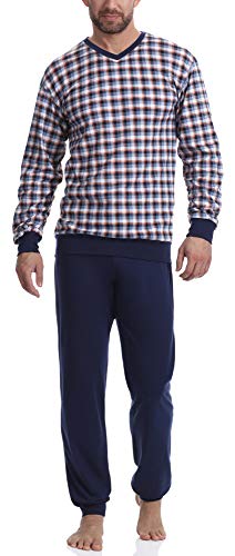 Timone Herren Schlafanzug Lang mit Bündchen aus Baumwolle Nightwear Set TI30-107 (2021/18 Dunkelblau, L) von Timone
