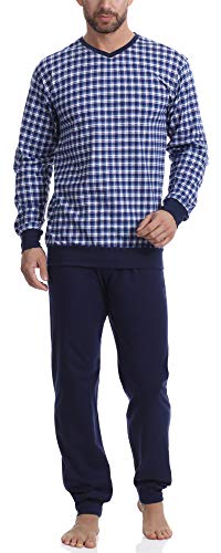 Timone Herren Schlafanzug Lang mit Bündchen aus Baumwolle Nightwear Set TI30-107 (2074/03 Dunkelblau, XL) von Timone