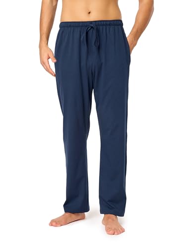 Timone Herren Schlafanzugshose Lang Pyjamahose aus Baumwolle Freizeithose Schlafhose Loungewearhose mit Taschen Nachtwäsche Hose für Herren Sleepwear TPP-001 (Dunkelblau, 6XL) von Timone