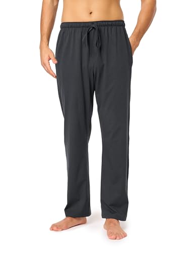 Timone Herren Schlafanzugshose Lang Pyjamahose aus Baumwolle Freizeithose Schlafhose Loungewearhose mit Taschen Nachtwäsche Hose für Herren Sleepwear TPP-001 (Anthrazit (070749), XL) von Timone