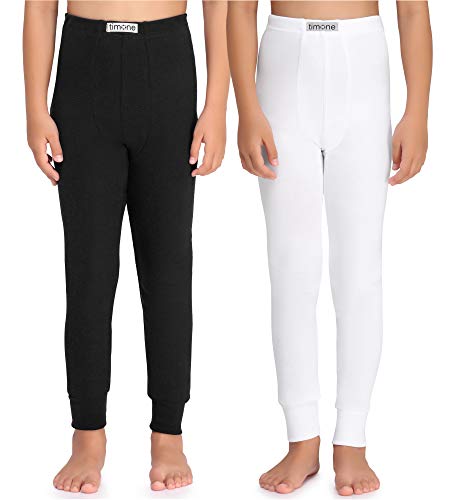 Timone Jungen Lange Unterhose TI30-128 ((2er Pack) Schwarz/Weiß, 152) von Timone