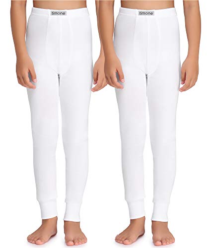 Timone Jungen Lange Unterhose TI30-128 ((2er Pack) Weiß, 128) von Timone