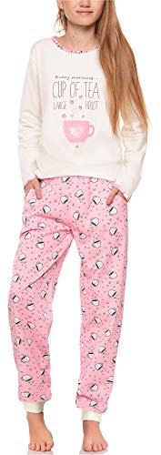 Timone Mädchen Schlafanzüge Langarm aus Baumwolle Winter Pyjama Set TITR850 (Ecru, 146) von Timone