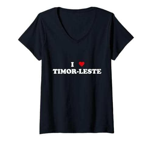 Damen Country Heart Pride - Lustig Ich Liebe Timor-Leste T-Shirt mit V-Ausschnitt von Timor-Leste Gift for Men & Women