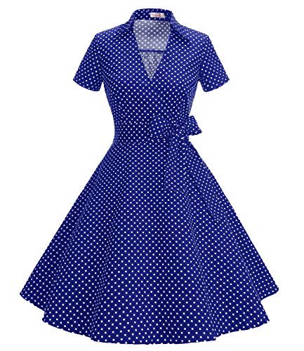 Rockabilly Kleider Damen Vintage 50er Jahre Kleider Damen Rockabilly Swing Kleider Small Royalblue White M von Timormode