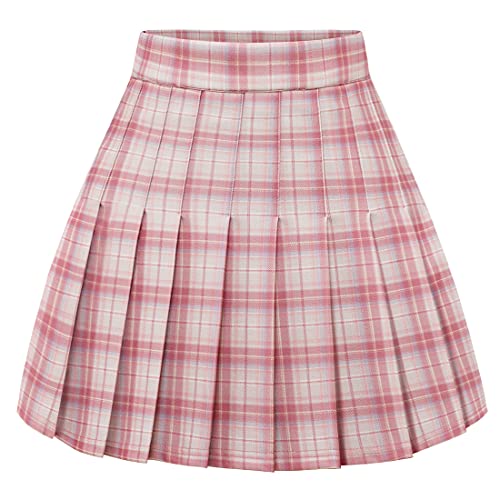 Timormode Faltenrock Damen Elastische Hohe Taille Röcke A Linie Mädchen Karierter Rock Skater Mini Rock Pink White Plaid XL Timormode Faltenrock Damen Elastische Hohe Taille Röcke A Linie Mädchen Karierter Rock Skater Mini Rock Pink White Plaid XL von Timormode