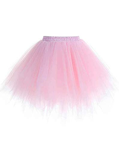 Timormode Tutu 50er Tüllrock Reifrock Kurz Tanzkleid Unterrock Blase Rockabilly Petticoat Ballett Rosa L von Timormode