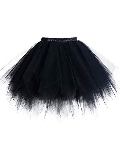 Timormode Tutu 50er Tüllrock Reifrock Kurz Tanzkleid Unterrock Blase Rockabilly Petticoat Ballett Schwarz L von Timormode