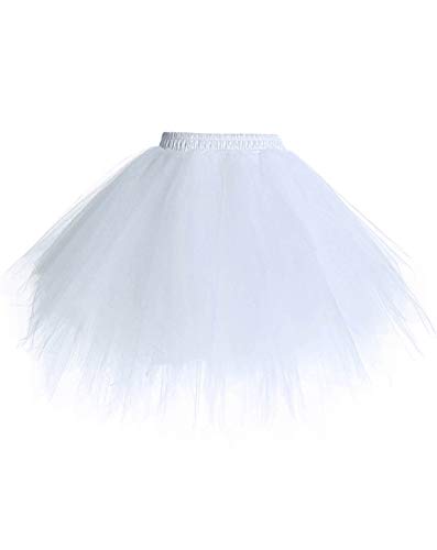 Timormode Tutu 50er Tüllrock Reifrock Kurz Tanzkleid Unterrock Blase Rockabilly Petticoat Ballett Weiß L von Timormode