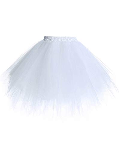 Timormode Tutu 50er Tüllrock Reifrock Kurz Tanzkleid Unterrock Blase Rockabilly Petticoat Ballett Weiß XL von Timormode