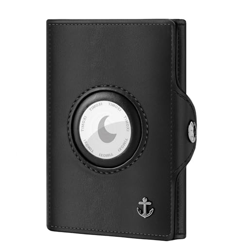 Timoxi Airtag Wallet mit Münzfach, Slim Wallet Herren aus Premium Leder,Geldbörse Herren mit RFID Schutz, Kartenetui für 6-10Karten(Airtag Nicht im Produkt enthalten) von Timoxi