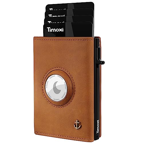 Timoxi Airtag Wallet mit Münzfach, Kreditkartenetui Herren aus Premium Leder,Geldbörse Herren mit RFID Schutz, Kartenetui für 9-11 Karten(airtag Nicht im Produkt enthalten) (Vintage Braun) von Timoxi