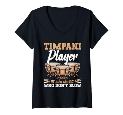 Damen Kettle Drum Percussion Sektion Musiker Musiker Pauken T-Shirt mit V-Ausschnitt Damen Kettle Drum Percussion Sektion Musiker Musiker Pauken T-Shirt mit V-Ausschnitt von Timpani Design For Timpanist & Kettle Drum Player