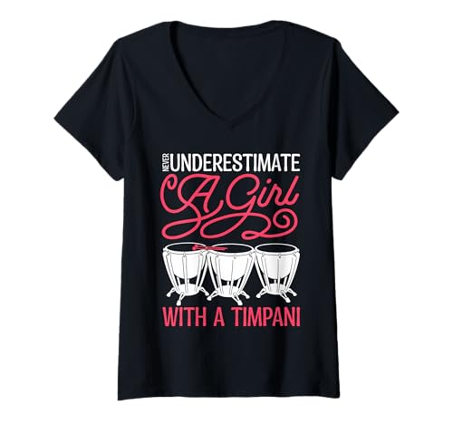 Damen Pauke, Trommelspieler, Musikerin, Mädchen, Frau, Paukerin T-Shirt mit V-Ausschnitt Damen Pauke, Trommelspieler, Musikerin, Mädchen, Frau, Paukerin T-Shirt mit V-Ausschnitt von Timpani Design For Timpanist & Kettle Drum Player