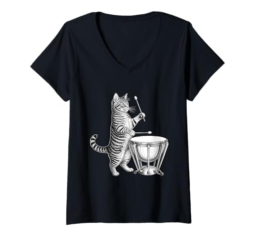 Damen Pauken-Schlagzeuger, Pauken-Schlagzeuger, Pauker T-Shirt mit V-Ausschnitt von Timpani Design For Timpanist & Kettle Drum Player