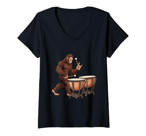 Damen Pauker, Kugeltrommel, Musiker, Schlagzeugabteilung, Pauken T-Shirt mit V-Ausschnitt Damen Pauker, Kugeltrommel, Musiker, Schlagzeugabteilung, Pauken T-Shirt mit V-Ausschnitt von Timpani Design For Timpanist & Kettle Drum Player