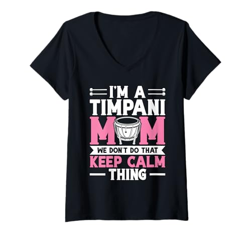 Damen Schlagzeug-Schlagzeugerin Mama Mama Paukerin T-Shirt mit V-Ausschnitt von Timpani Design For Timpanist & Kettle Drum Player