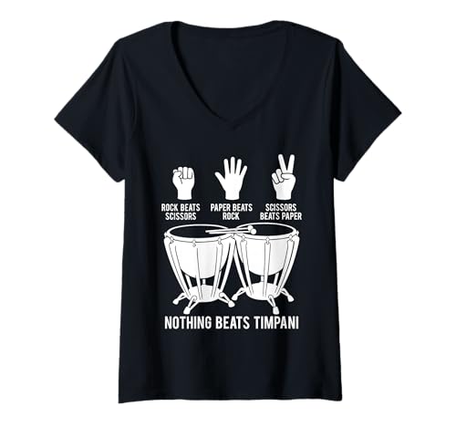 Damen Schlagzeugmusiker Schlagzeug-Sektion Instrument Pauker T-Shirt mit V-Ausschnitt Damen Schlagzeugmusiker Schlagzeug-Sektion Instrument Pauker T-Shirt mit V-Ausschnitt von Timpani Design For Timpanist & Kettle Drum Player