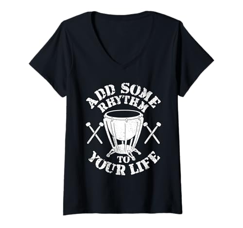 Damen Timpani Player Musiker Instrument Hinzufügen Rhythmus Timpanist T-Shirt mit V-Ausschnitt Damen Timpani Player Musiker Instrument Hinzufügen Rhythmus Timpanist T-Shirt mit V-Ausschnitt von Timpani Design For Timpanist & Kettle Drum Player